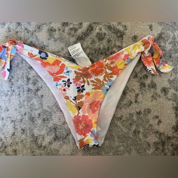 Roxy Multicolor Floral Bikini Bottom with Side Ties - Picture 1 of 4